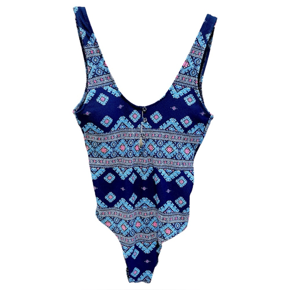 Aerie One-Piece Full Coverage Swimsuit Blue Small